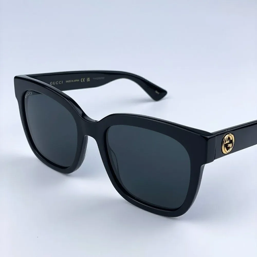 NEW GUCCI GG0034SN 001 Black Grey Square Women Sunglasses